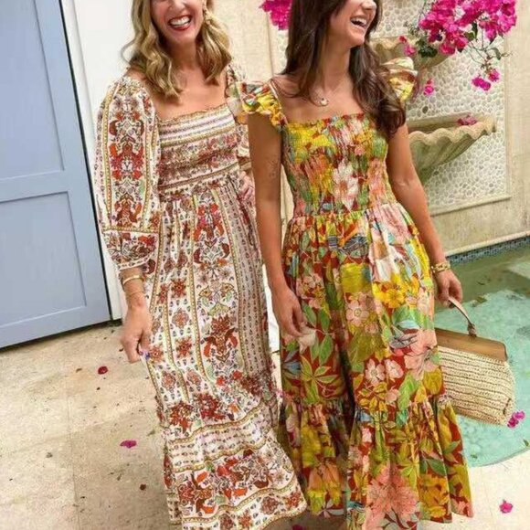 NEW Cara Cara Ruby Midi Dress XS/Small Newberry Tropic Clay Floral Cotton Causal - Picture 1 of 13